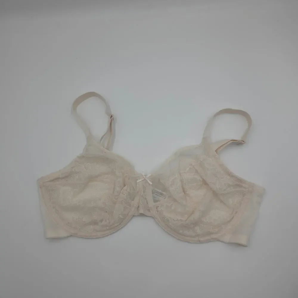 HSIA Bundle of Two Enchante Unlined Lace Underwire Bra Black Cream Size 40DD - Picture 6 of 10